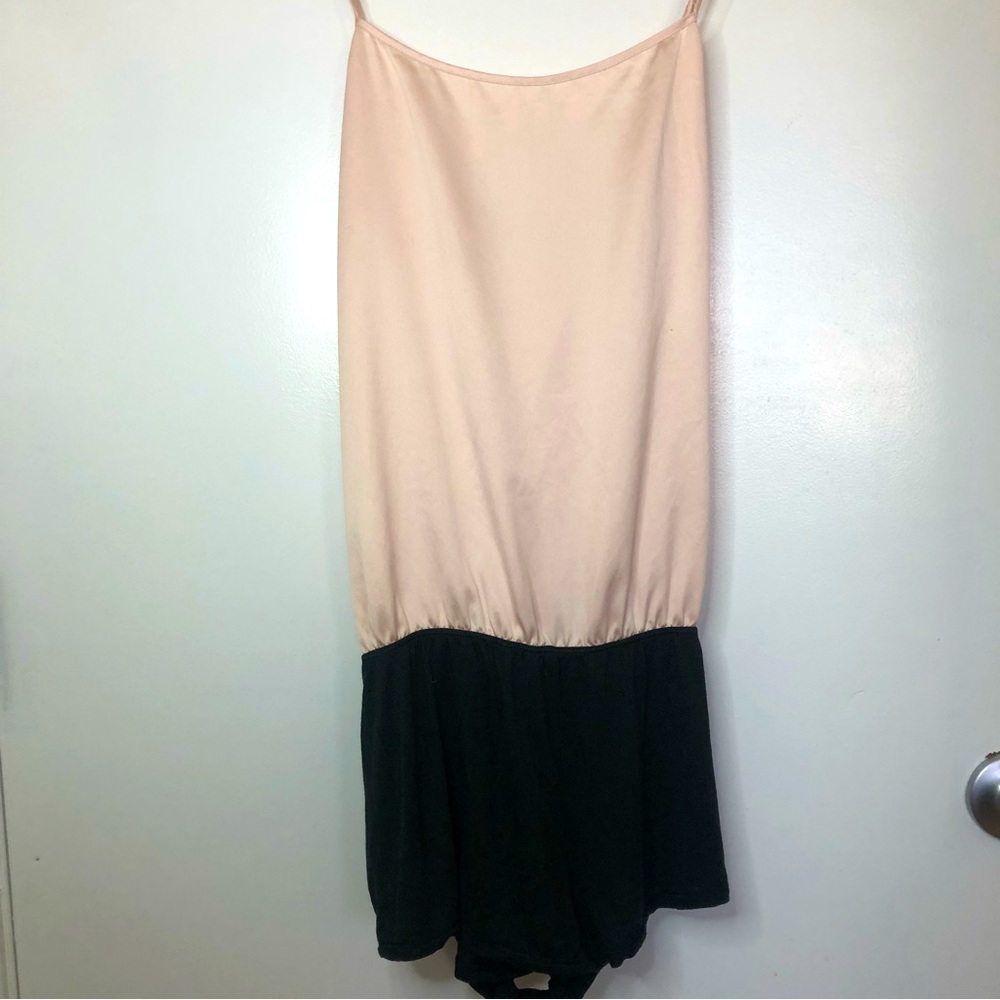 Victoria's Secret Pink and Black Romper Pajamas Cross Back Size Large